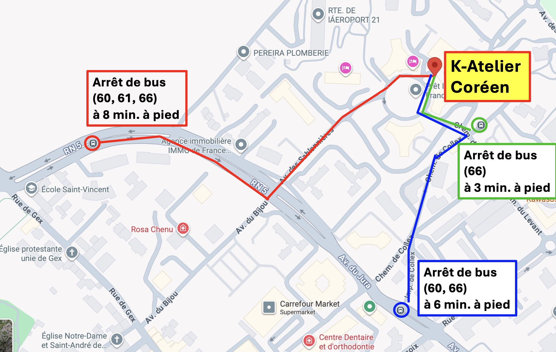 Plan de l'arrêt de bus